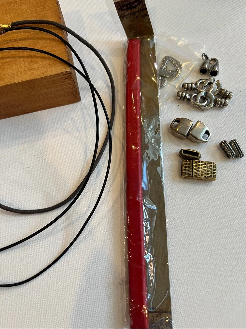Men's Leather Cord and Metal Findings Kit - Black & Tan